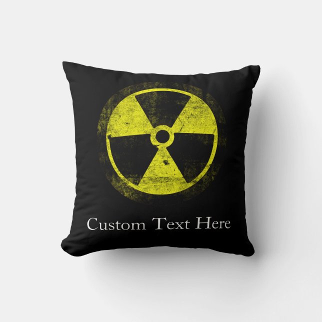 Grunge Radioactive Symbol Throw Pillow (Front)
