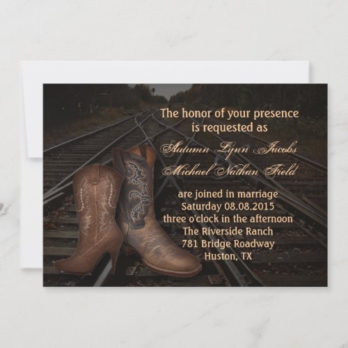 vintage rustic Cowboy western Country wedding Announcements