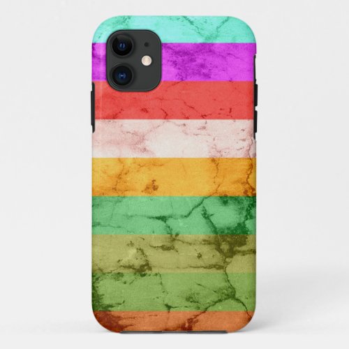 Grunge rainbow stripes wall graphic iPhone 11 case
