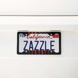 Grunge Red American flag License Plate Frame