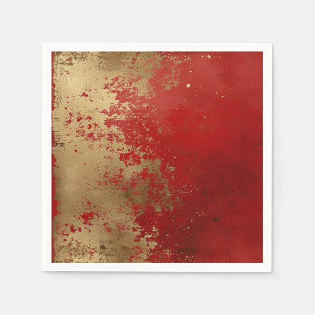 Grunge Red and Gold Napkins (Front)