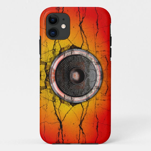 Grunge red and orange music speaker Case-Mate iPhone case (Back)