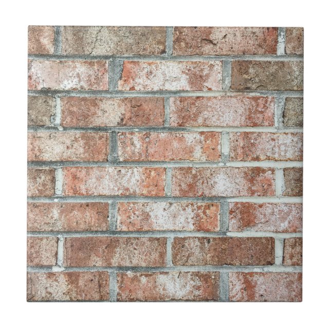Grunge Red Brick Wall Brown Bricks Background Tan Ceramic Tile (Front)