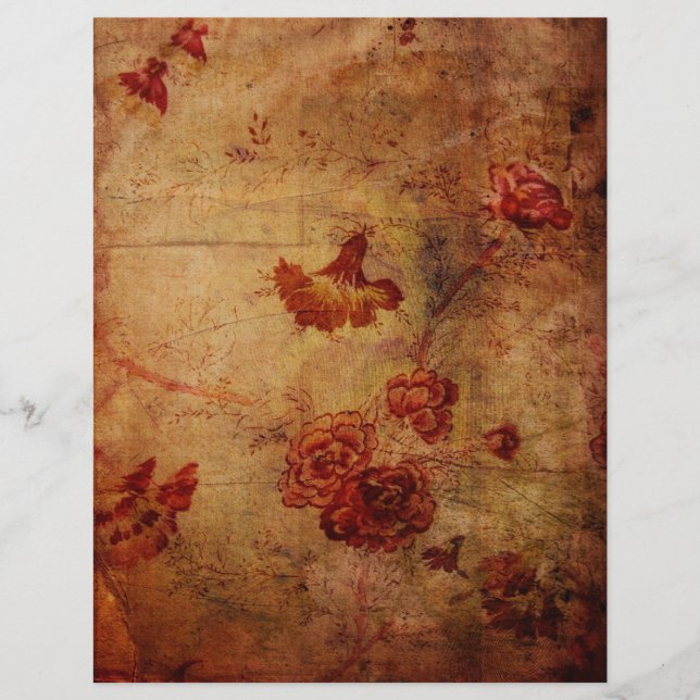 Grunge Red Carnation Wallpaper Pattern Scrapbook P (Front)