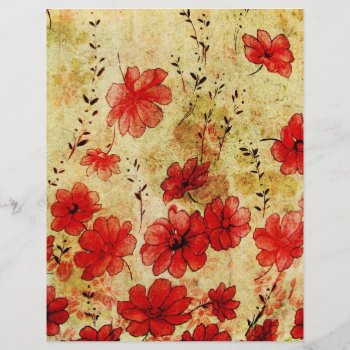 Grunge Red Floral Wallpaper Pattern Scrapbook Pape by wrkdesigns at Zazzle