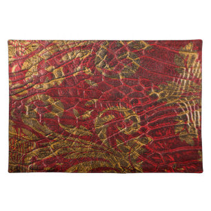 Grunge Red Gold Leather Texture Placemat