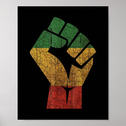 Grunge Red Green Yellow Black Fist Black Lives Mat Poster