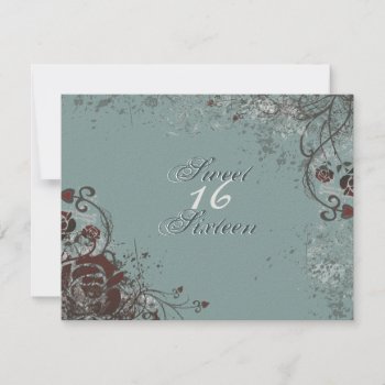 Grunge Red Rose Sweet 16 Birthday Party Invitation by OLPamPam at Zazzle