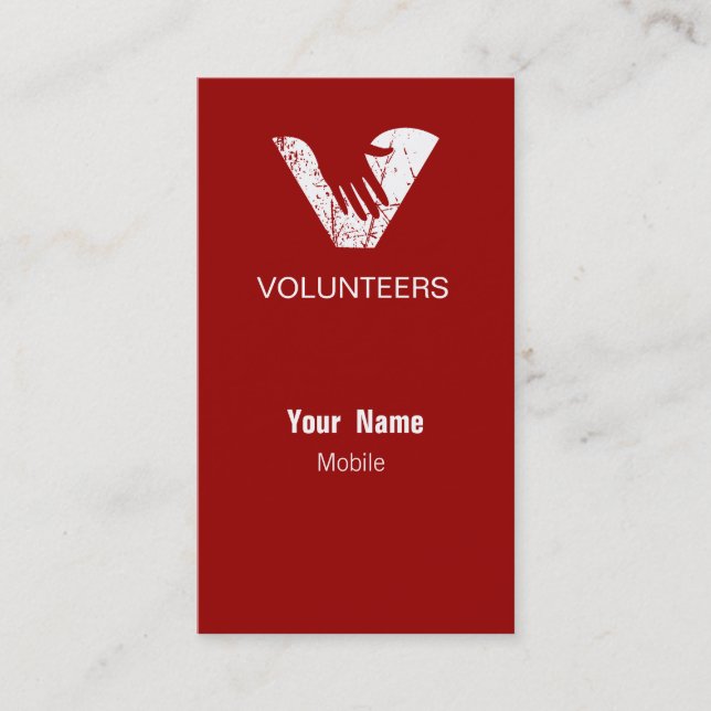 Grunge Red Volunteers Business Card (Front)