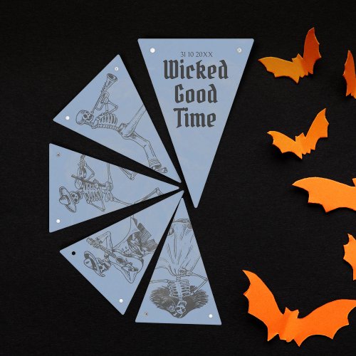 Grunge Retro Black Halloween Party Bunting Flags