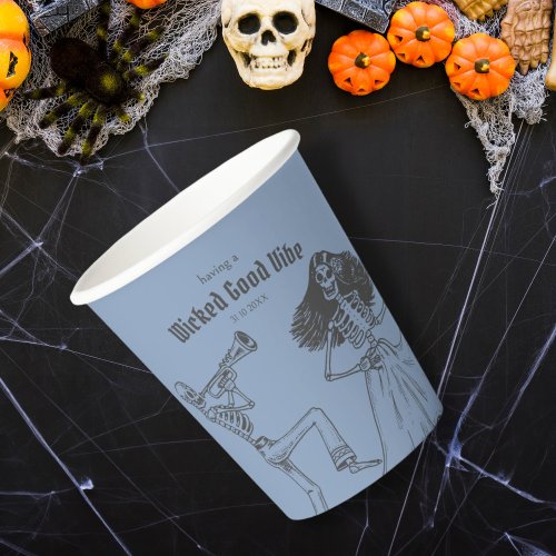 Grunge Retro Black Halloween Party Paper Cups