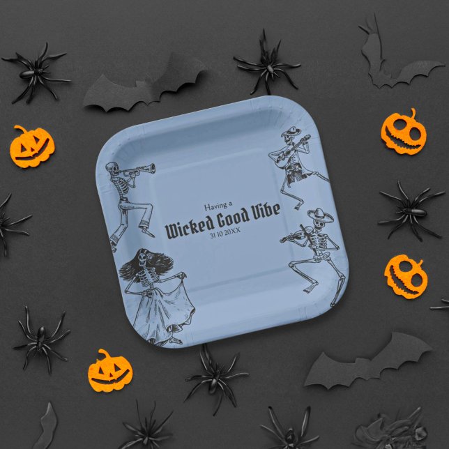 Grunge Retro Black Halloween Party Paper Plates (Creator Uploaded)
