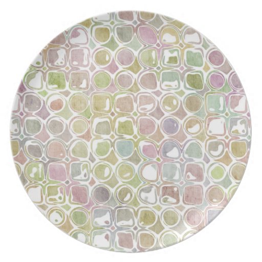 Grunge Retro Distressed Circle & Square Pattern Plate | Zazzle