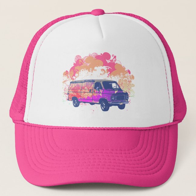 grunge retro hippie van trucker hat (Front)