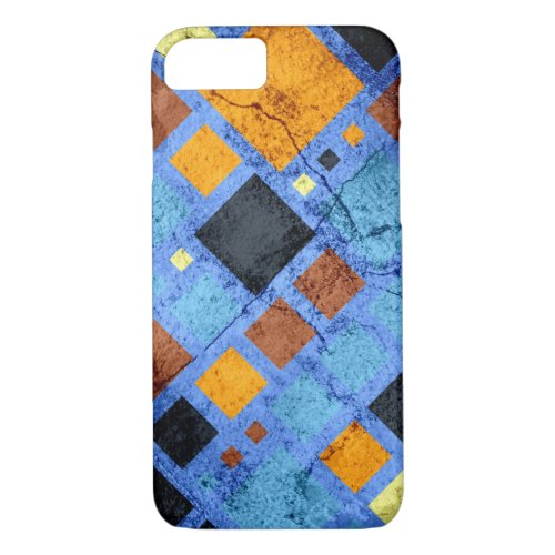 Grunge Retro Modern Squares Pattern iPhone 87 Case