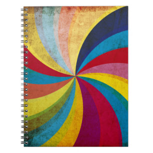 Grunge retro paper, colorful swirl background. notebook