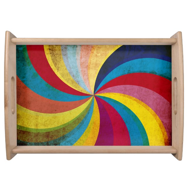 Grunge retro paper, colorful swirl background. serving tray (Front)