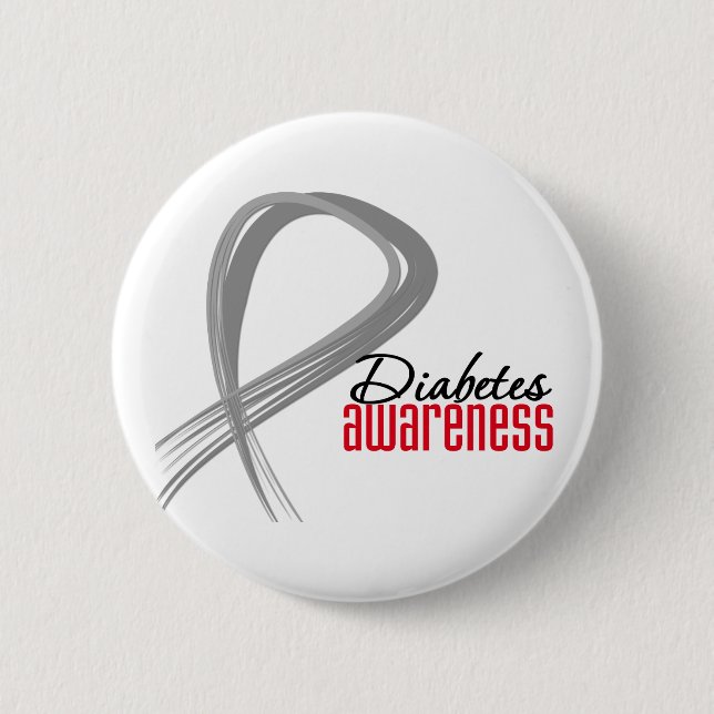 Grunge Ribbon Diabetes Awareness Button (Front)