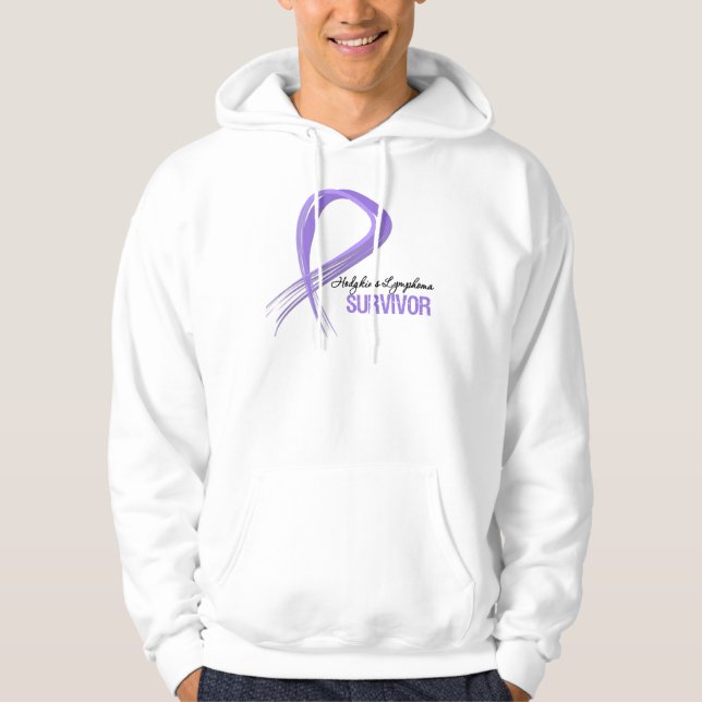 Grunge Ribbon Hodgkin's Lymphoma Survivor Hoodie (Front)