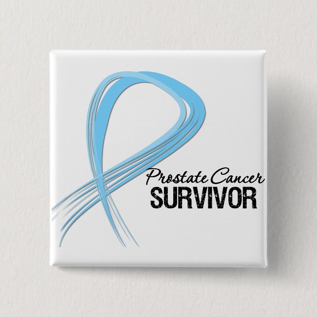 Grunge Ribbon Prostate Cancer Survivor Pinback Button (Front)