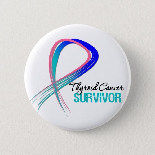 Grunge Ribbon Thyroid Cancer Survivor Button