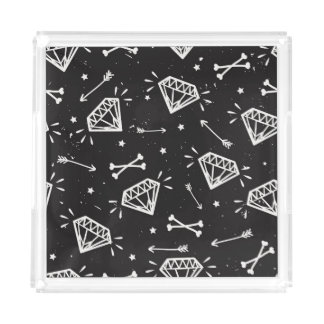Grunge rock: diamonds, bones pattern. acrylic tray