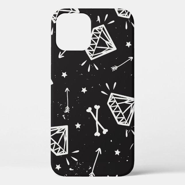 Grunge rock: diamonds, bones pattern. Case-Mate iPhone case (Back)