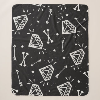 Grunge rock: diamonds, bones pattern. sherpa blanket