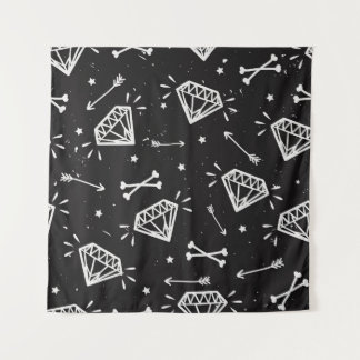 Grunge rock: diamonds, bones pattern. tapestry