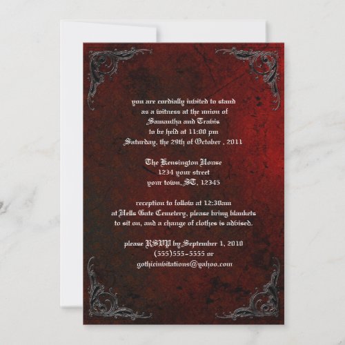 Grunge Rose Damask Gothic Invitation