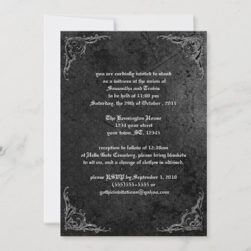 Grunge Rose Damask Gothic Invitation