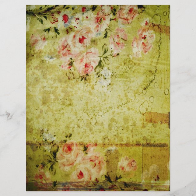Grunge Rose Wallpaper Scrapbook Paper (Front)