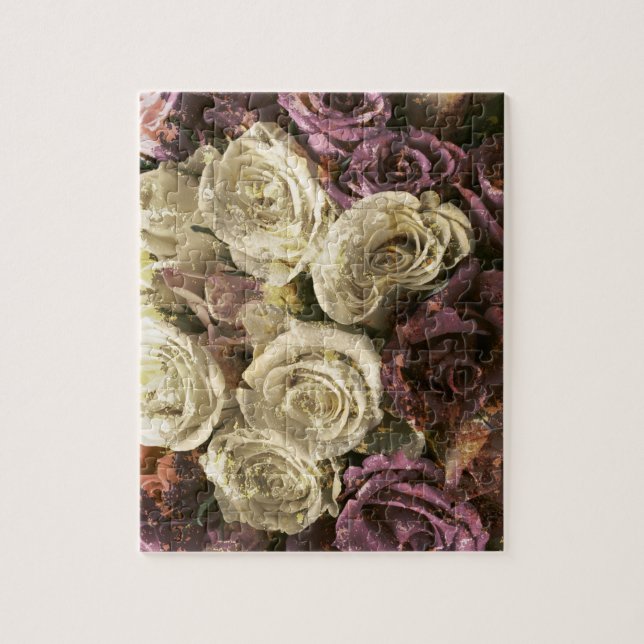 Grunge, roses, photo jigsaw puzzle (Vertical)