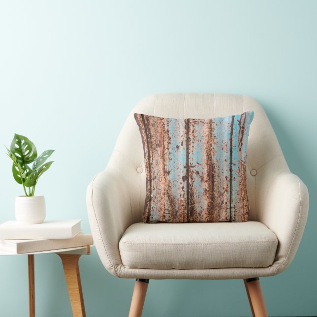 Grunge rust texture throw pillow (Chair)