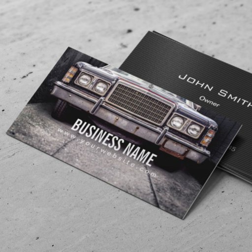 Customizable Grunge & Rusted Old Car Automotive Repair Business Card