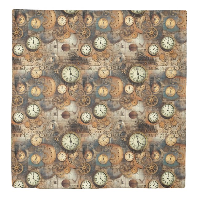 Grunge Rustic Steampunk Clock (10) Duvet Cover (Front)