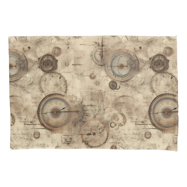 Grunge Rustic Steampunk Clock (11) Pillow Case (Front-Left)