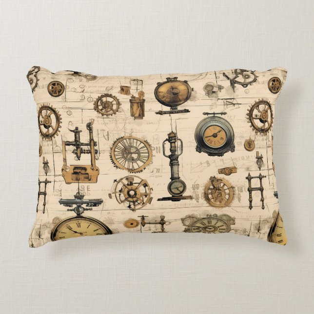 Grunge Rustic Steampunk Clock (13) Accent Pillow (Front)