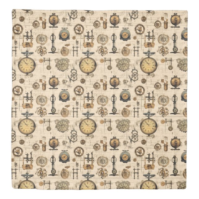 Grunge Rustic Steampunk Clock (13) Duvet Cover (Front)