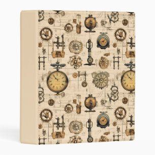 Grunge Rustic Steampunk Clock (13) Mini Binder