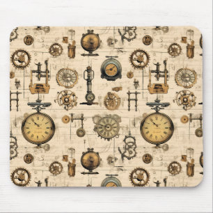 Grunge Rustic Steampunk Clock (13) Mouse Pad