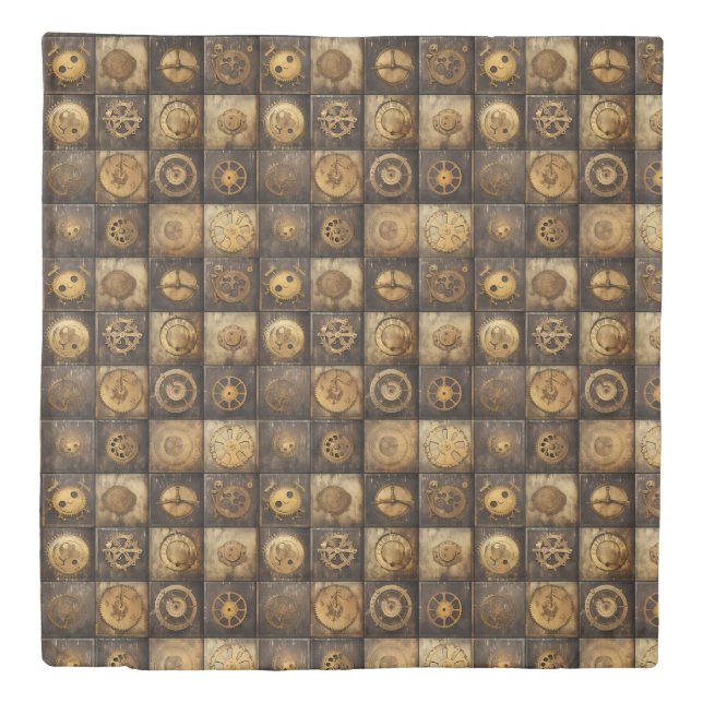 Grunge Rustic Steampunk Clock (15) Duvet Cover (Front)