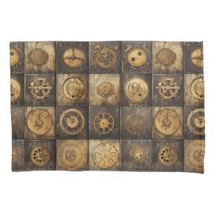 Grunge Rustic Steampunk Clock (15) Pillow Case