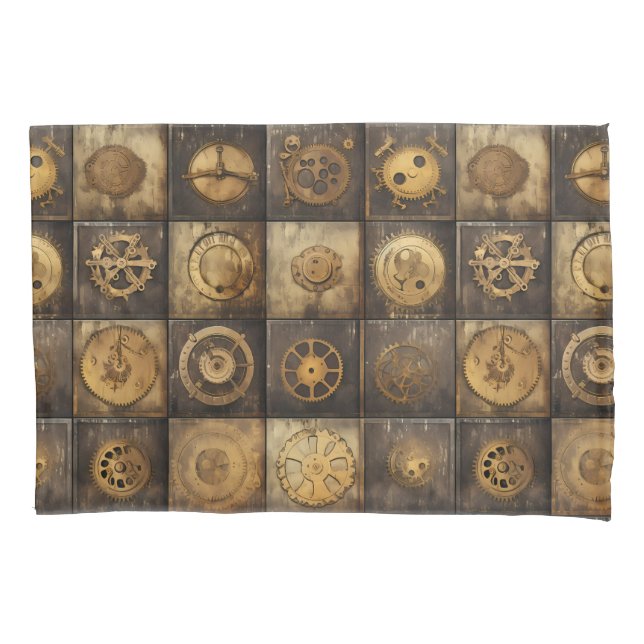 Grunge Rustic Steampunk Clock (15) Pillow Case (Front-Left)