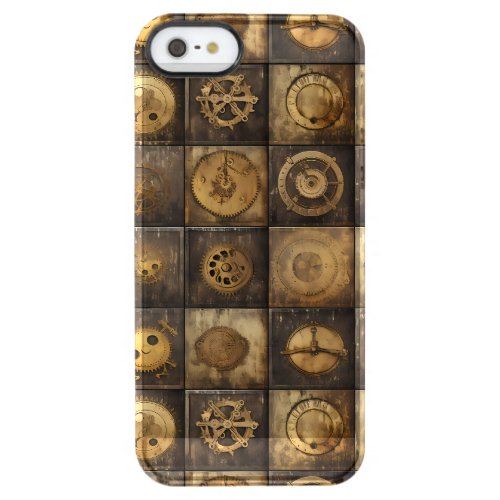 Grunge Rustic Steampunk Clock 15 Clear iPhone SE55s Case