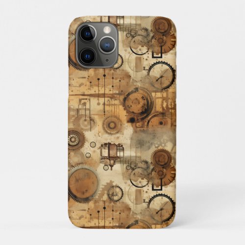 Grunge Rustic Steampunk Clock 1 iPhone 11 Pro Case