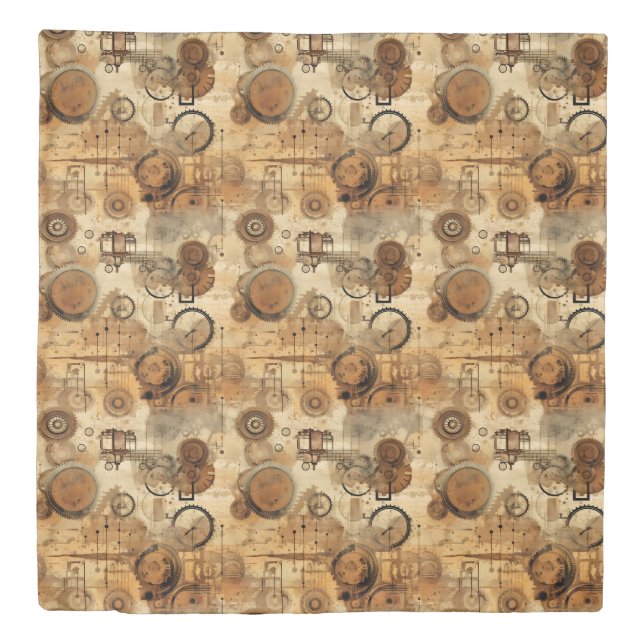 Grunge Rustic Steampunk Clock (1) Duvet Cover (Front)