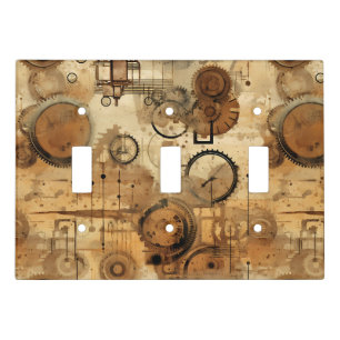 Grunge Rustic Steampunk Clock (1) Light Switch Cover