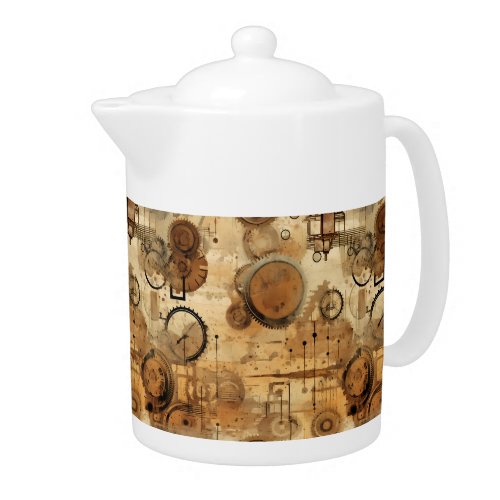 Grunge Rustic Steampunk Clock 1 Teapot