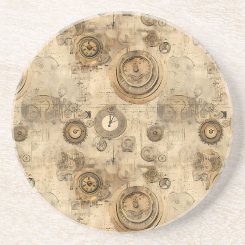 Grunge Rustic Steampunk Clock 2 Coaster